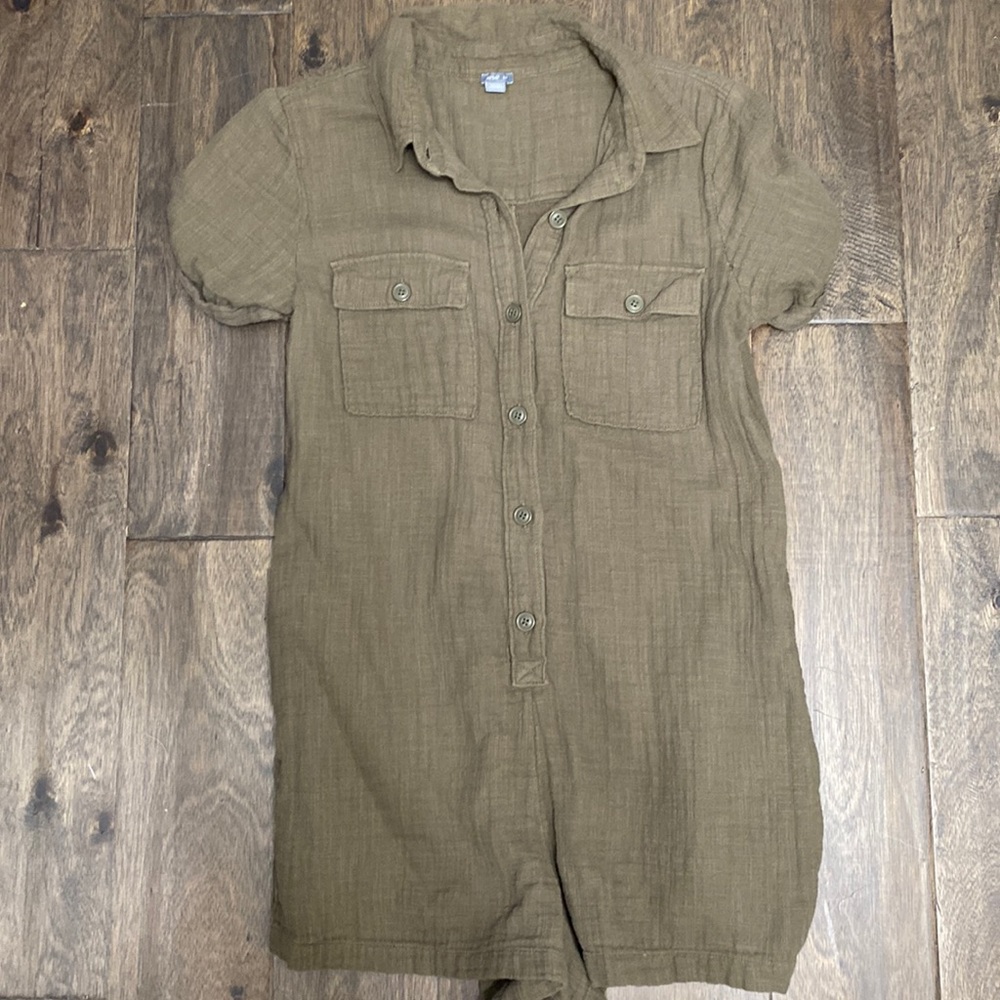 Aerie small green cotton romper